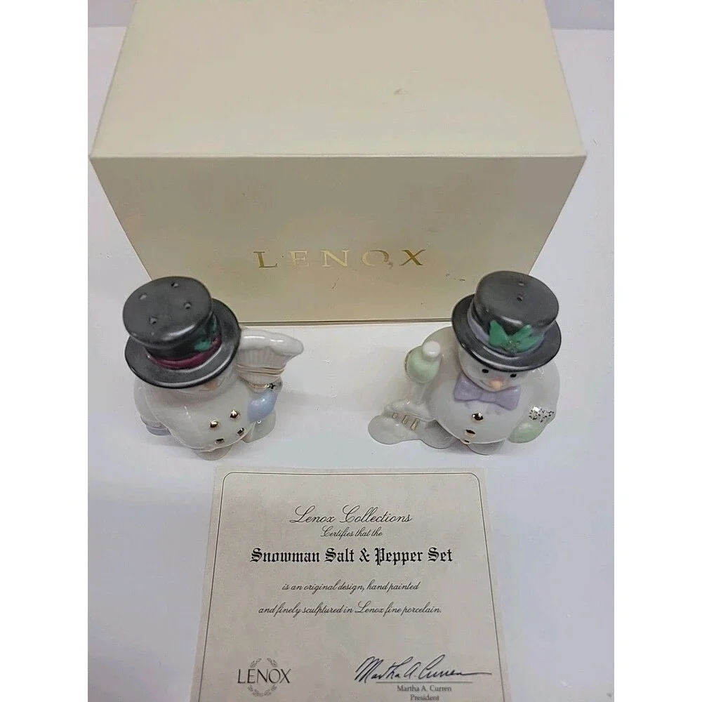 Lenox Snowmen Salt & Pepper‎ Shakers with Box